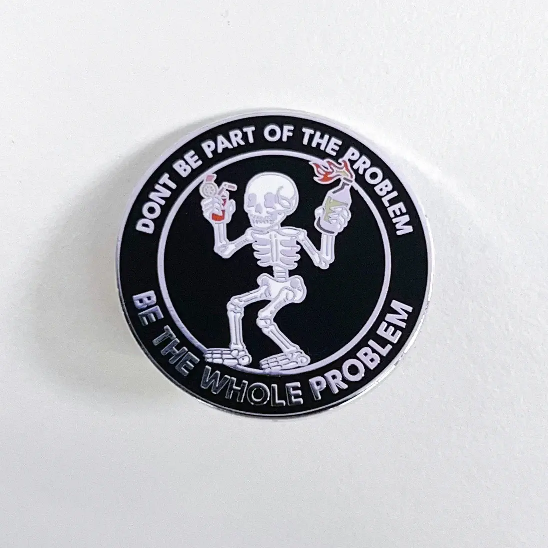 Skeleton Whole Problem enamel pin