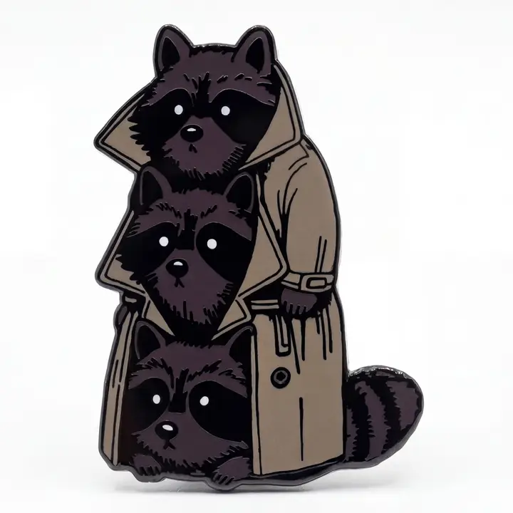 3 Raccoons in a Trenchcoat enamel pin